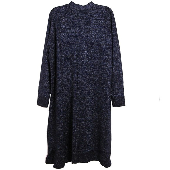 Lane Bryant Womens Sweater Dress 22/24 Metallic Sparkle Blue Tie Neck Career New - Picture 8 of 11